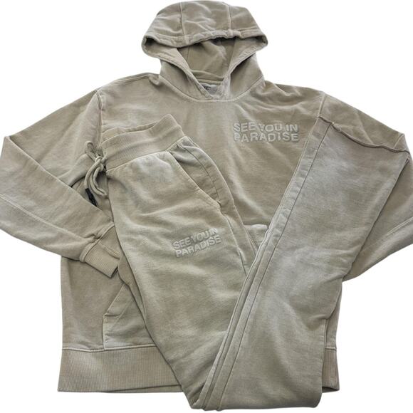Jordan Craig Hoodie Sweatpants Set Mens Small Beige See You In Paradise Legacy - Picture 1 of 13